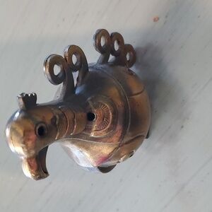 Brass Peacock Trinket box Mid Century Modern Dhokra Folk Art RARE!